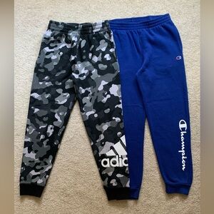 ADIDAS/CHAMPION BOYS’ SIZE M/L WINTER SWEATPANTS- SET OF 2